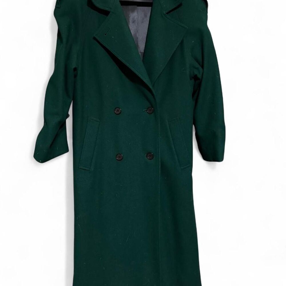 Vintage 80s 90s Emerald Green Wool Coat Made in Russia International Scene